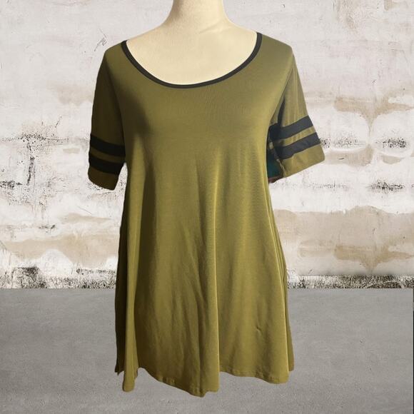 LuLaRoe Women's Perfect Tee Hunter Green w/ Black Stripes-Size XS(2/4) - Picture 1 of 6